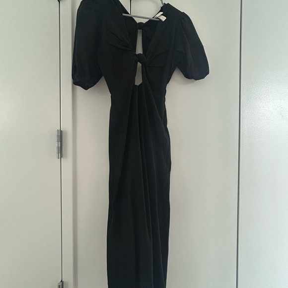 H&M Black Midi Dress with Puff Sleeves - Picture 1 of 1